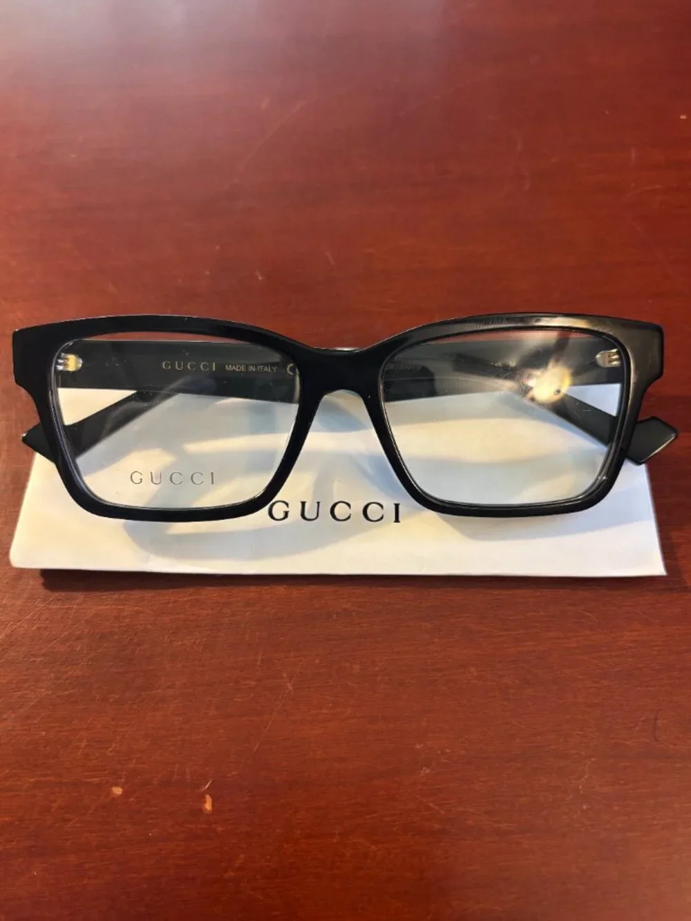 Gucci GG1476OK 001 Black Eyeglasses Frames 55mm Square Optical Display New